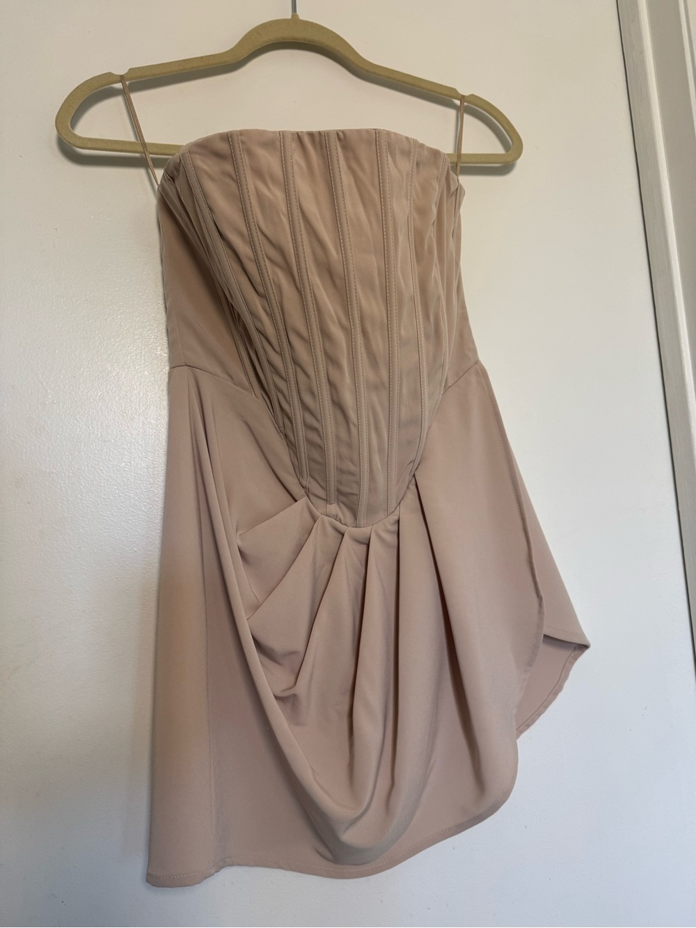 Fashion Nova Nude Strapless Corset Mini Dress